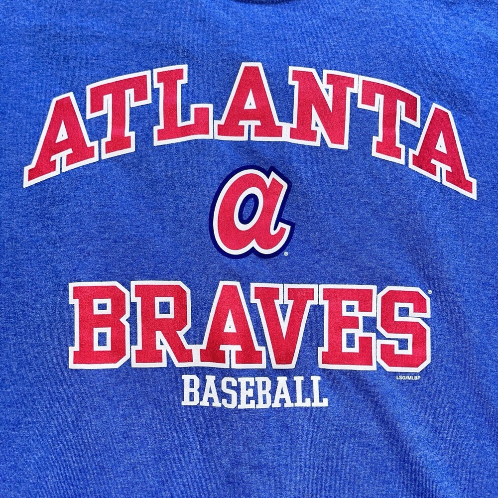 Atlanta Braves MLB Blue T‎ Shirt Mens L Cotton Poly Genuine MLB Mech